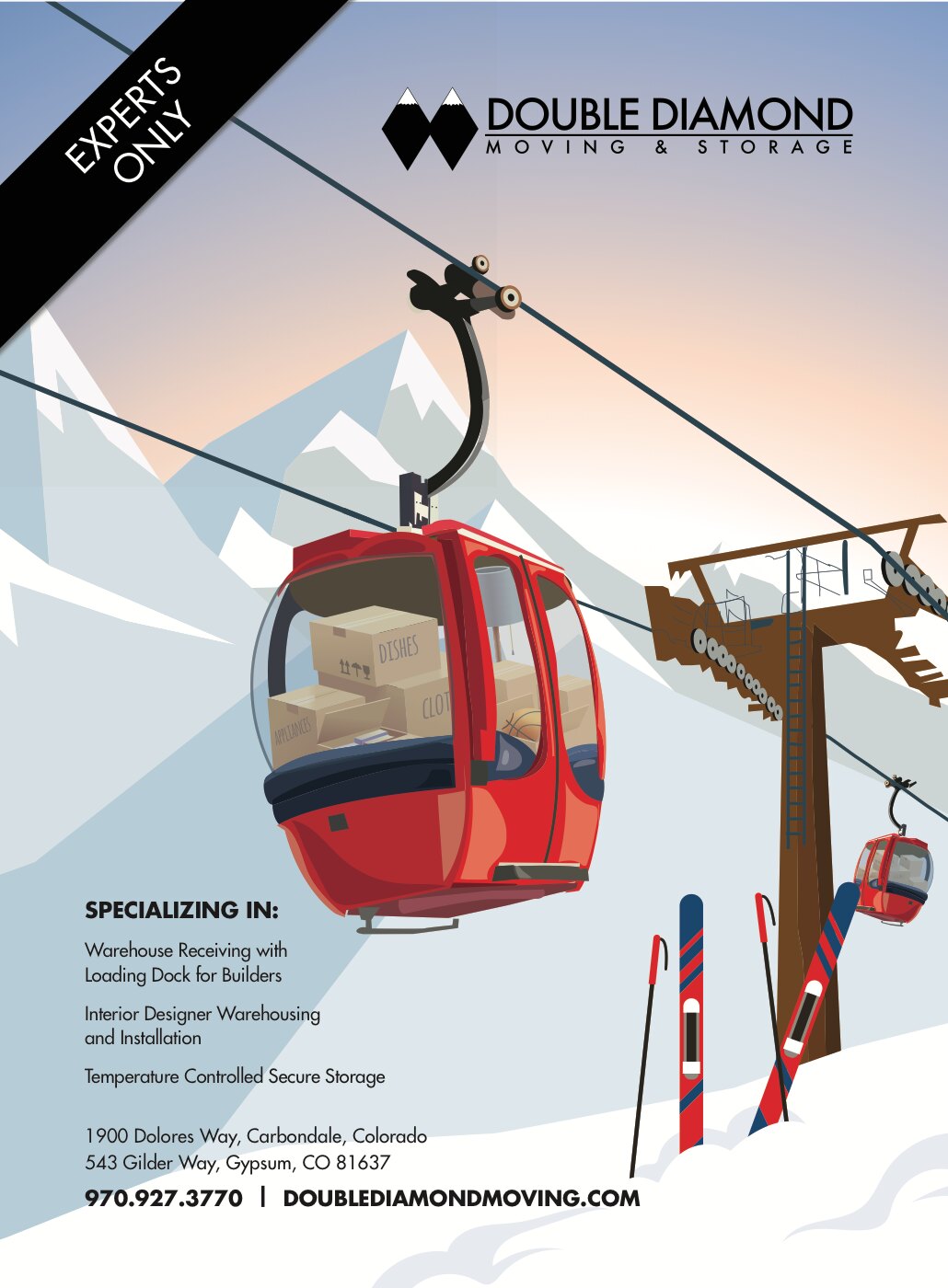 Carbondale Magazine Double Diamond ski gondola advertisement