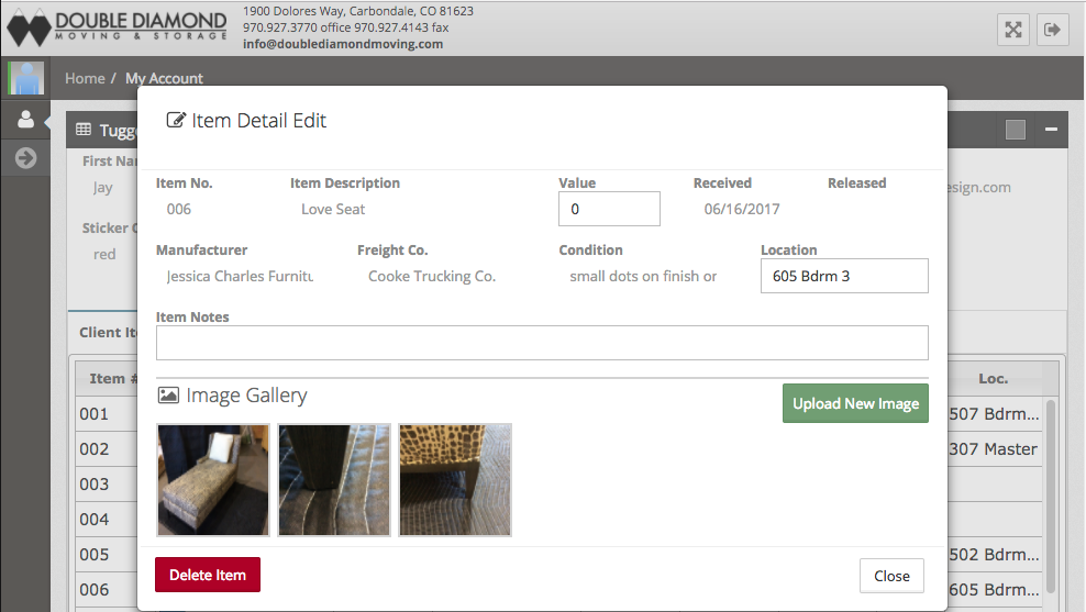 Online inventory item detail with condition photos