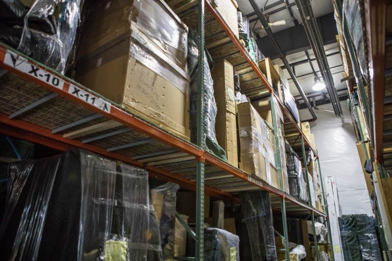 Rack storage for wrapped furniture and inventory